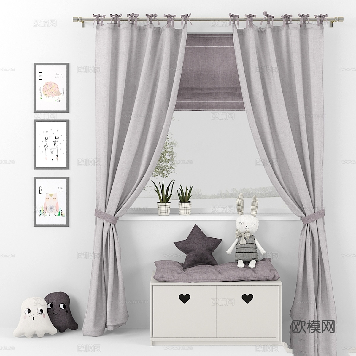 窗帘与装饰123d模型下载