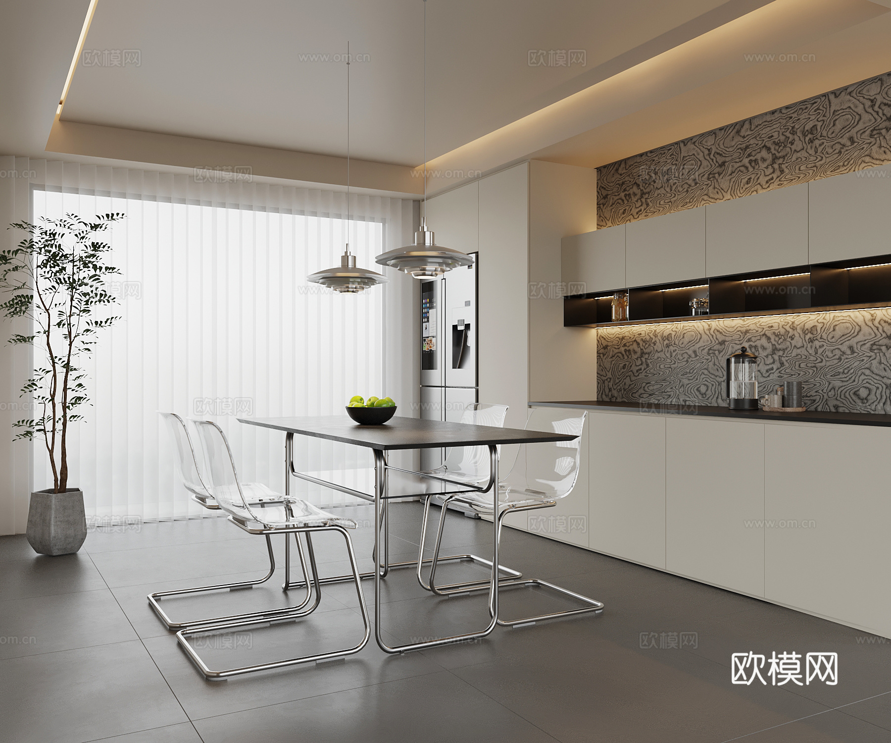 现代餐厅su模型