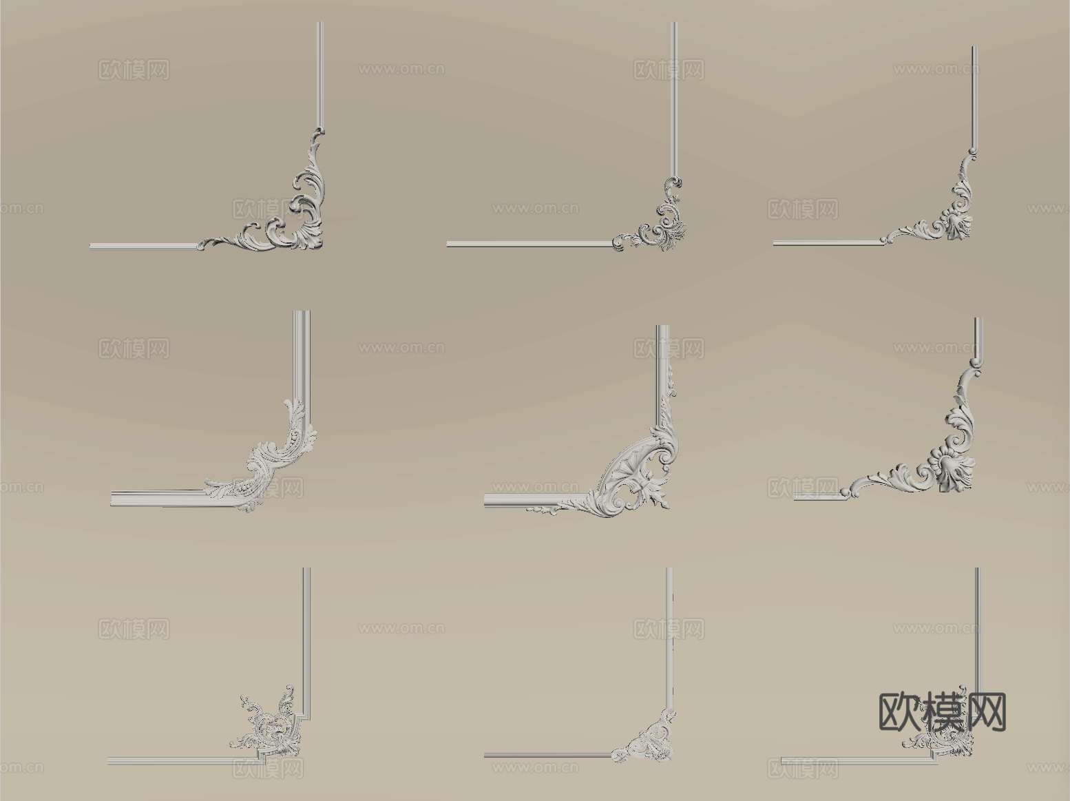 法式石膏线 雕花 石膏构件su模型