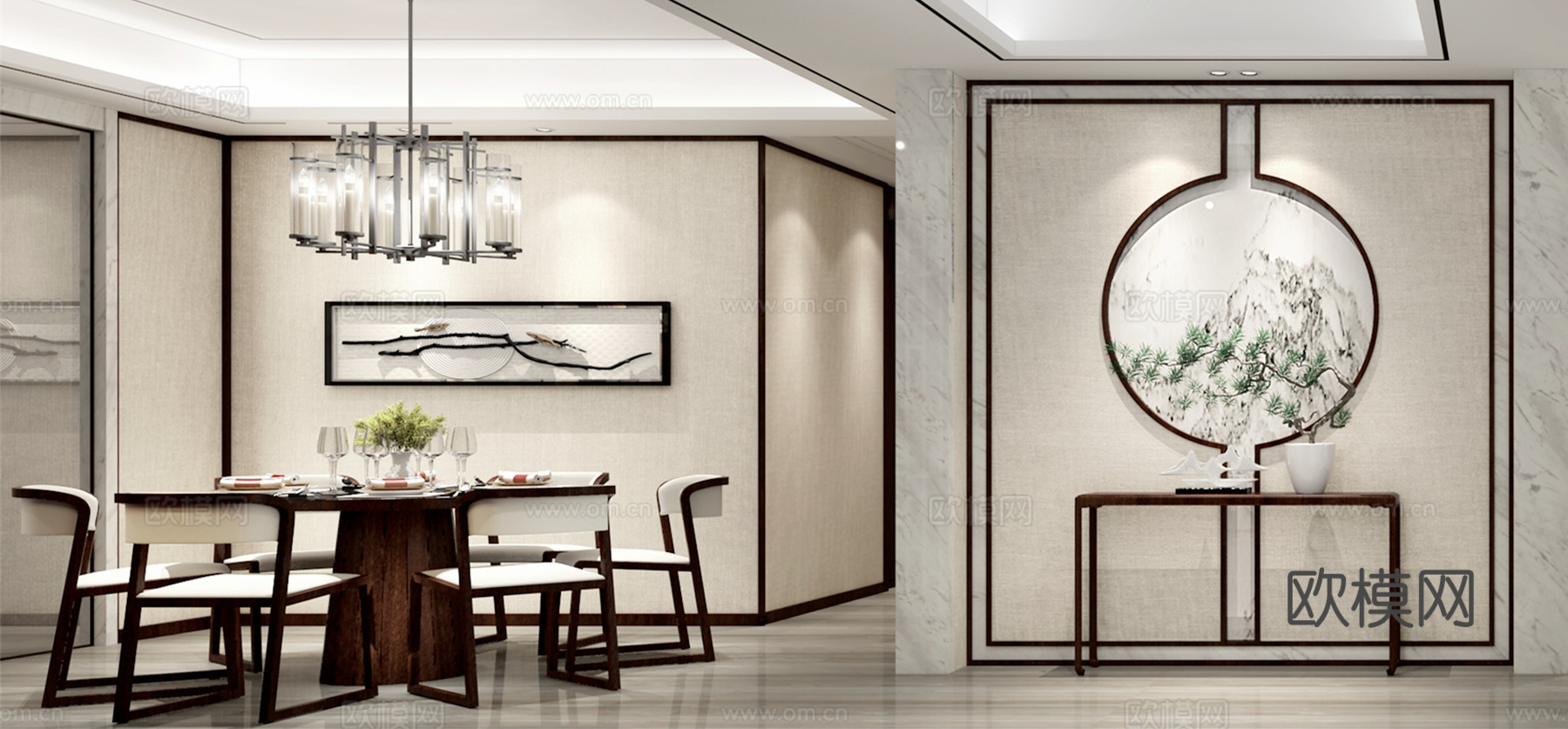 轻奢别墅 样板间 最新全套施工图 效果图合集cad施工图下载（渲染图2）