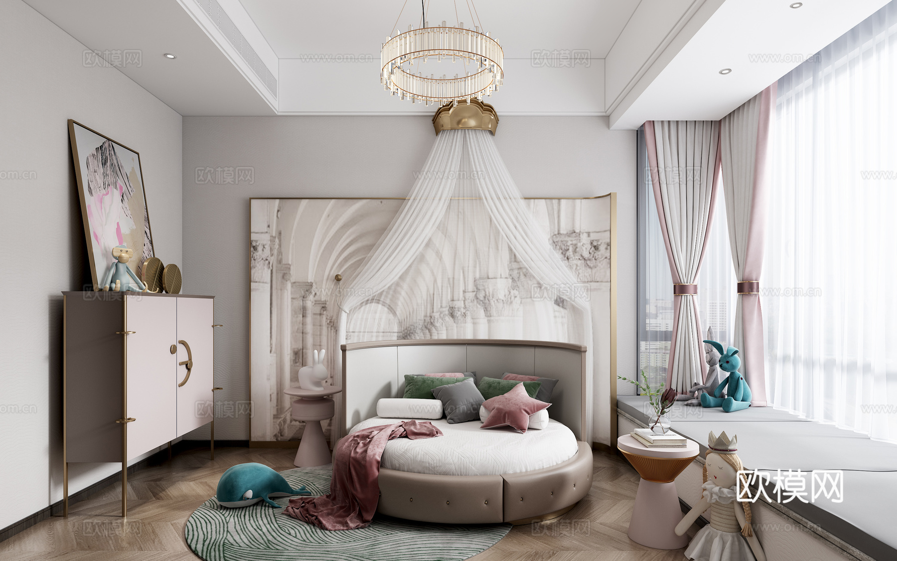 轻奢别墅 样板间 最新全套施工图 效果图合集cad施工图下载（渲染图4）