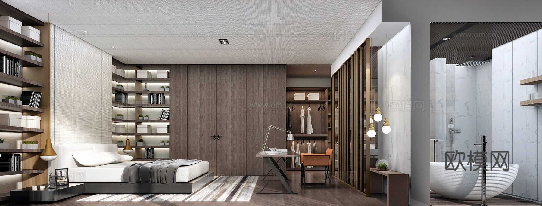 轻奢别墅 样板间 最新全套施工图 效果图合集cad施工图下载（渲染图3）