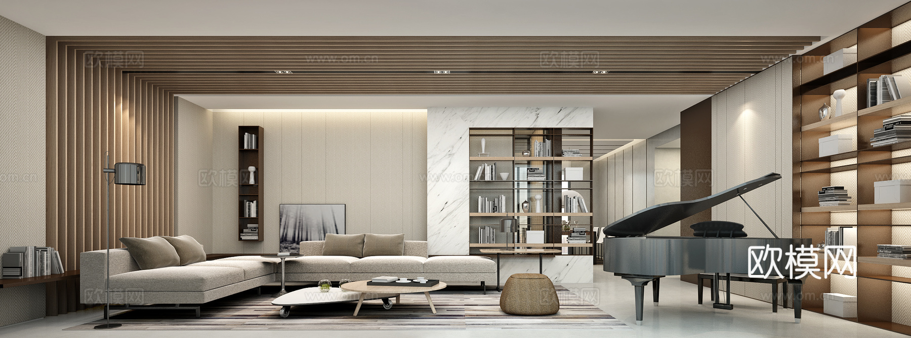 轻奢别墅 样板间 最新全套施工图 效果图合集cad施工图下载（渲染图5）