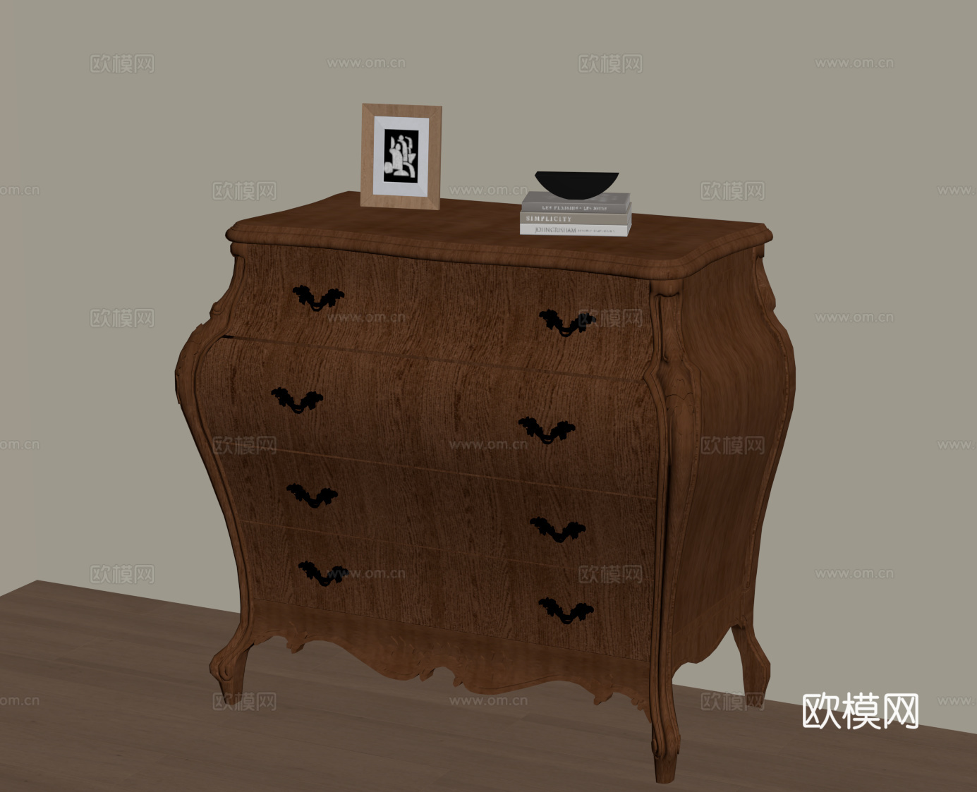 中古风边柜 储物柜su模型