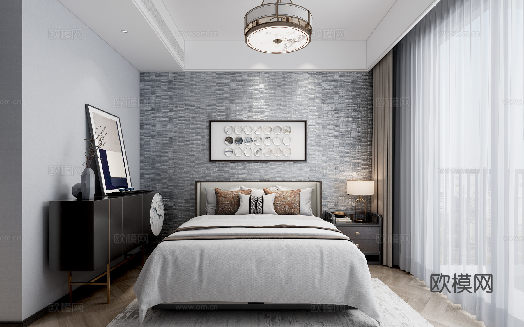 轻奢别墅 样板间 最新全套施工图 效果图合集cad施工图下载（渲染图5）