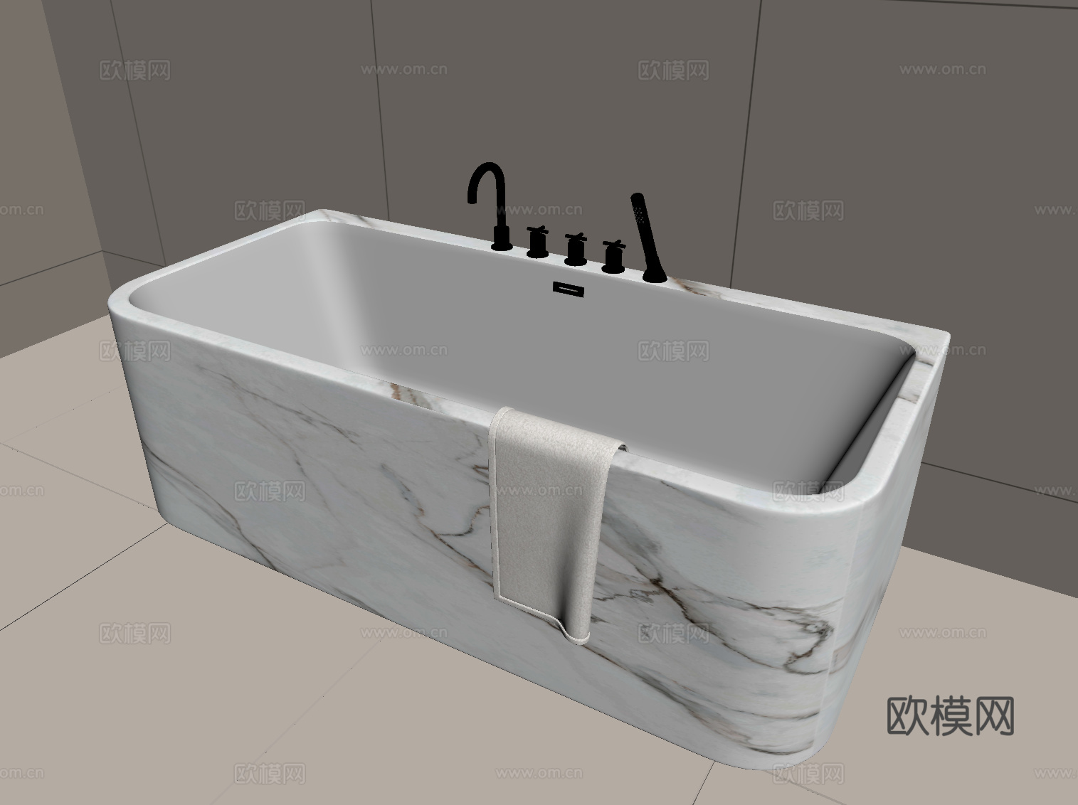 现代浴缸su模型