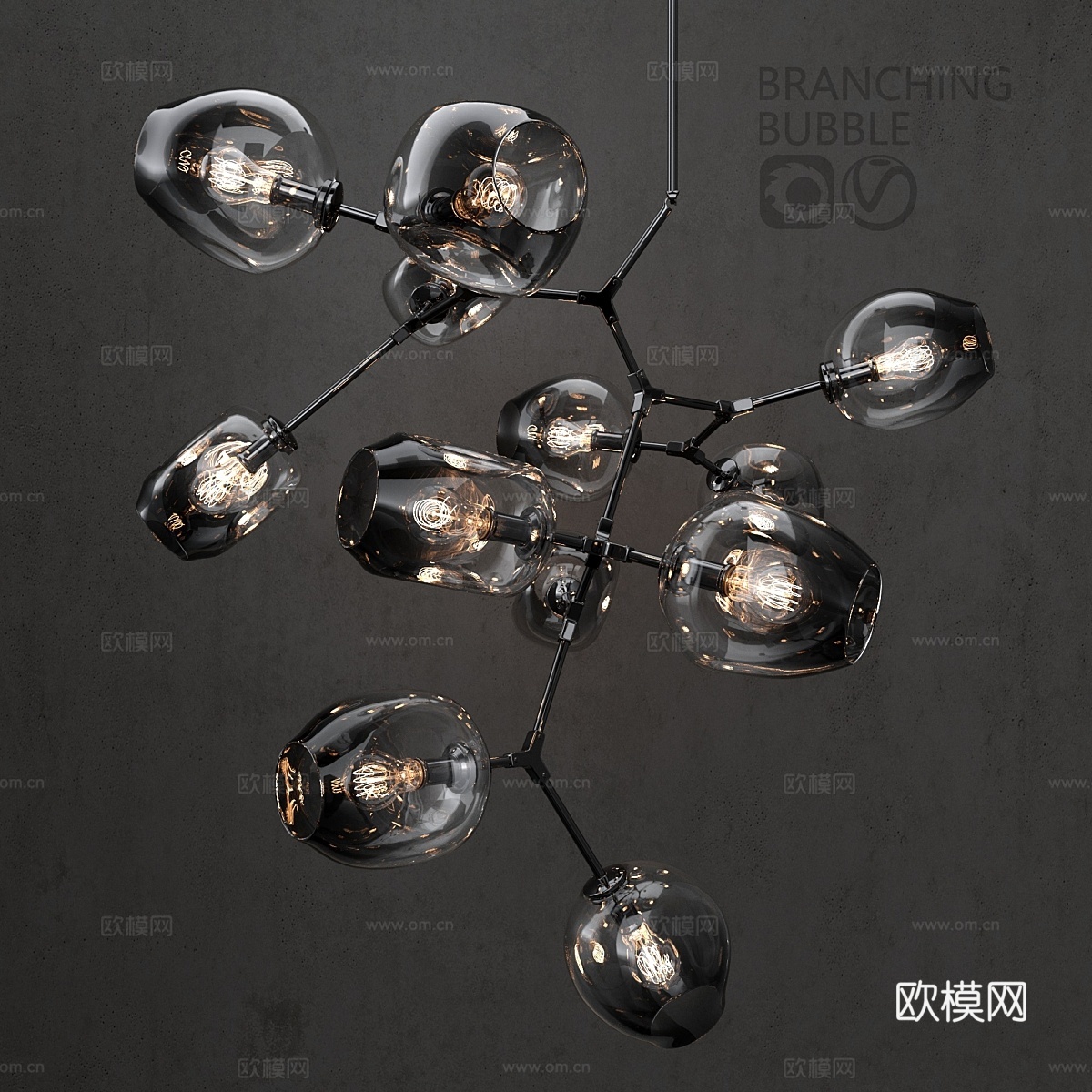 分支泡泡灯12盏3d模型下载