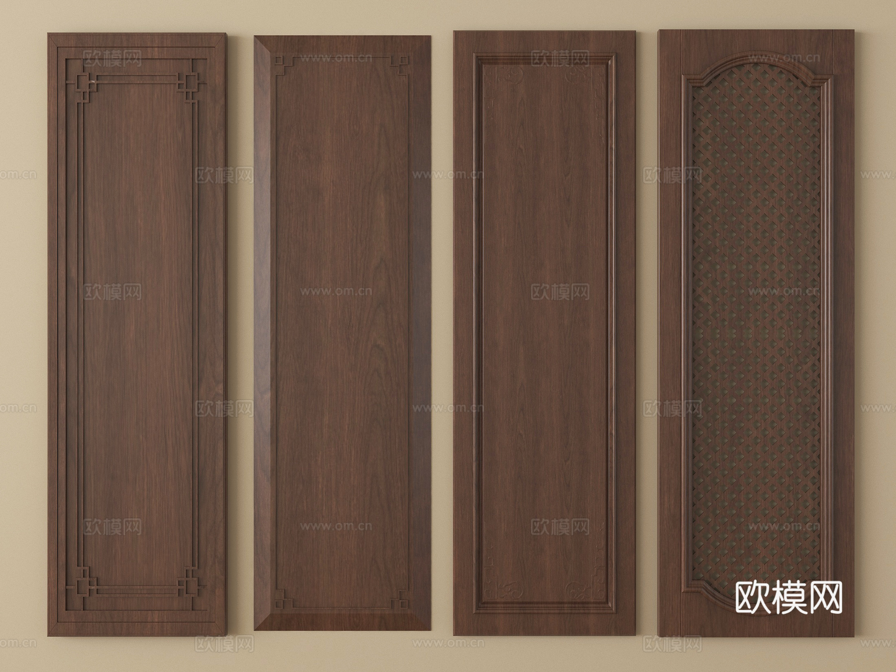 新中式护墙板 门板 柜门板 墙饰板 背景墙3d模型下载