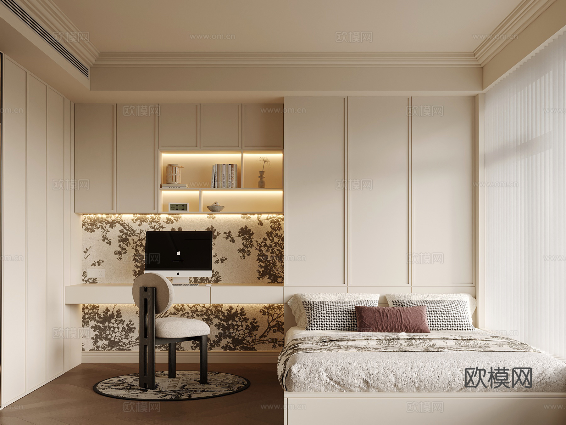 法式榻榻米卧室su模型