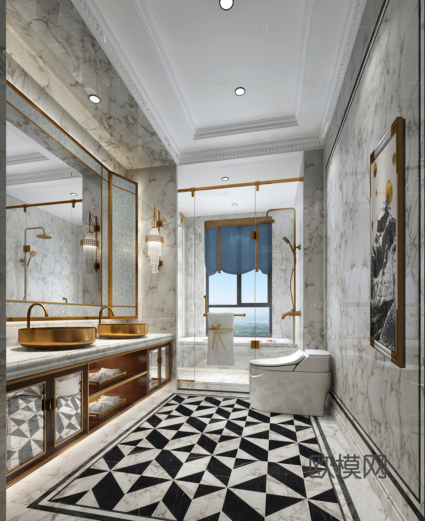 轻奢别墅 样板间 最新全套施工图 效果图合集cad施工图