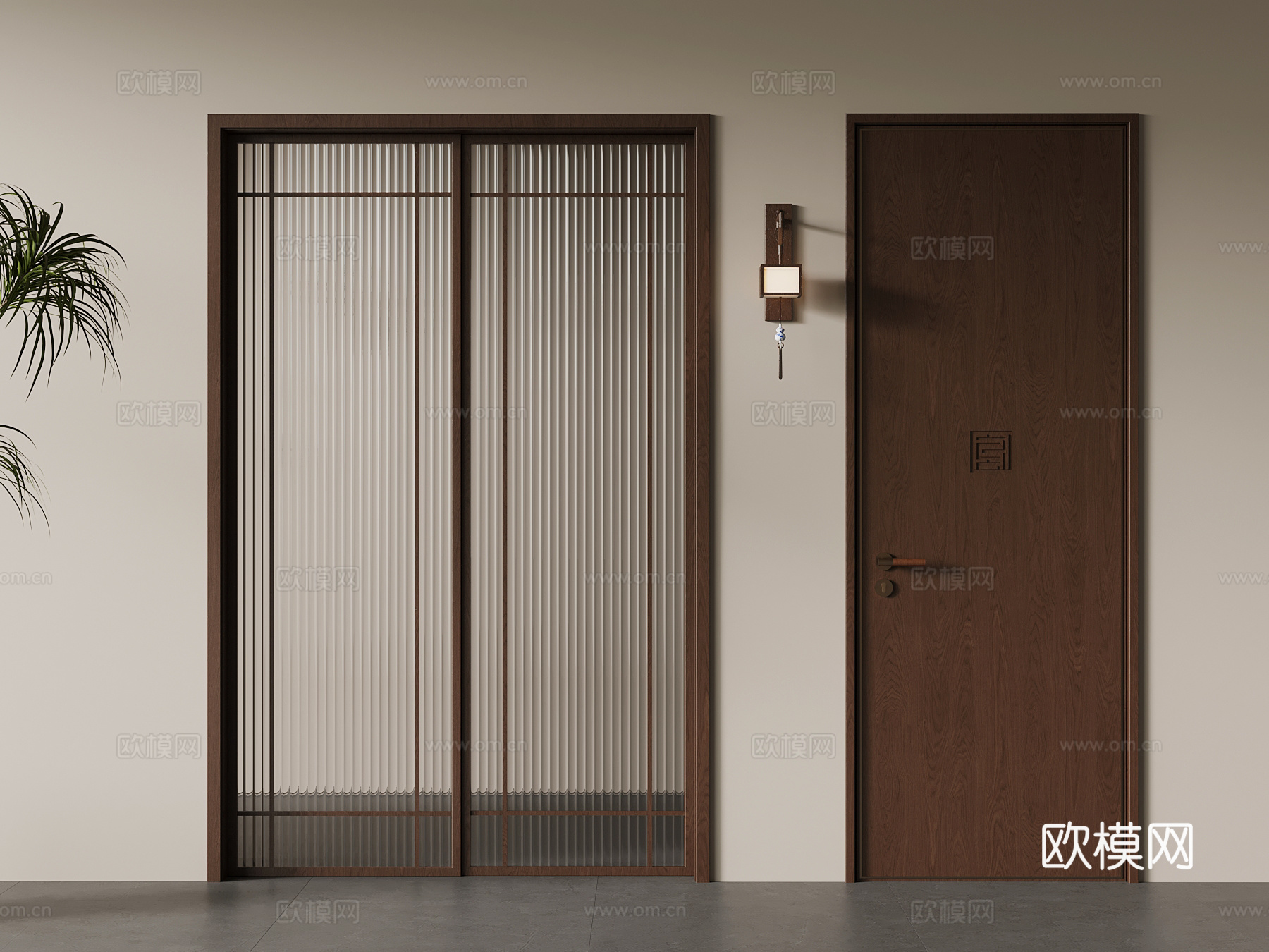 新中式门su模型