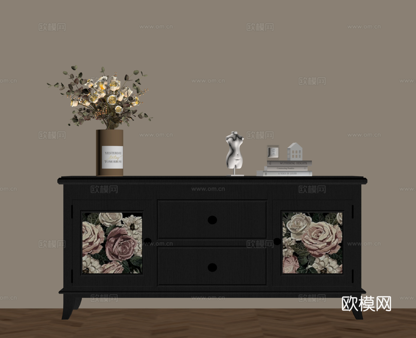 法式复古电视柜 边柜 玄关柜su模型