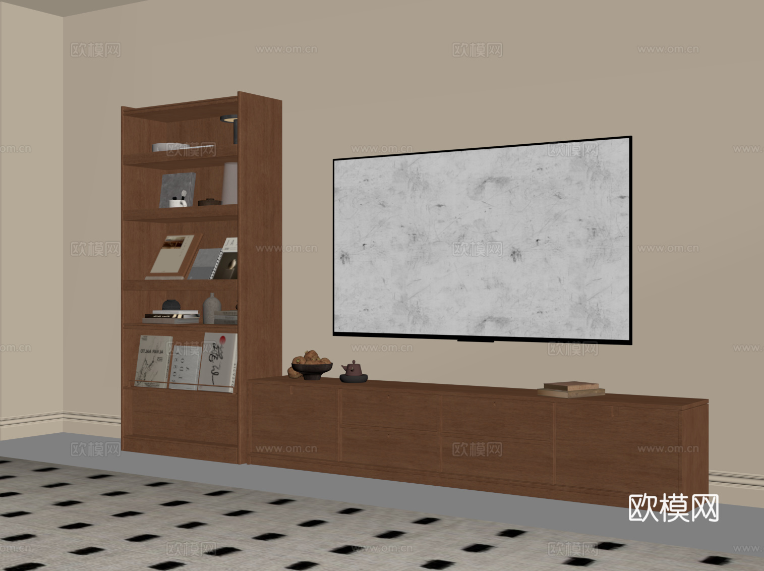 中古风浴室柜su模型