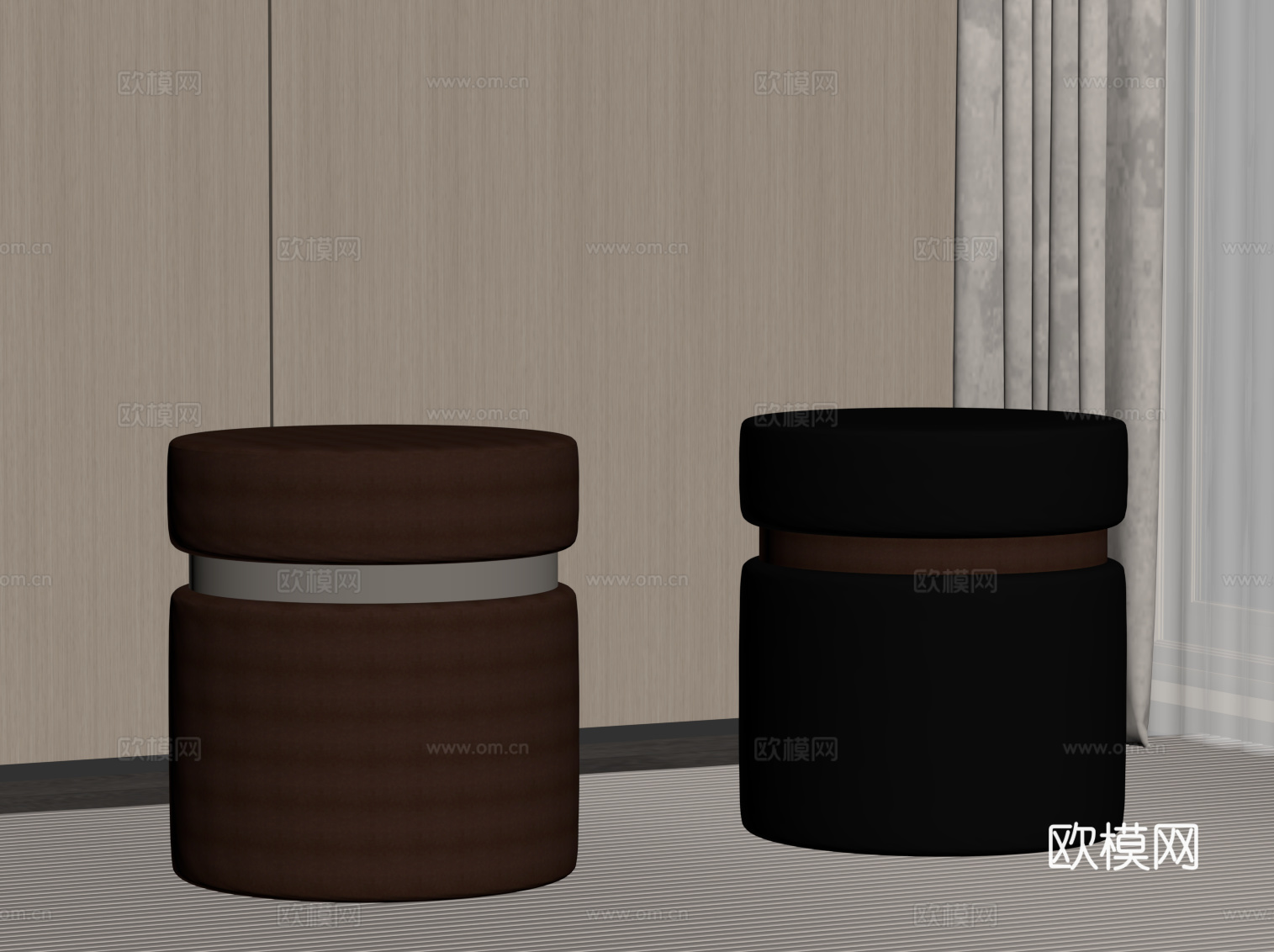 现代意式换鞋凳 皮质换鞋凳su模型