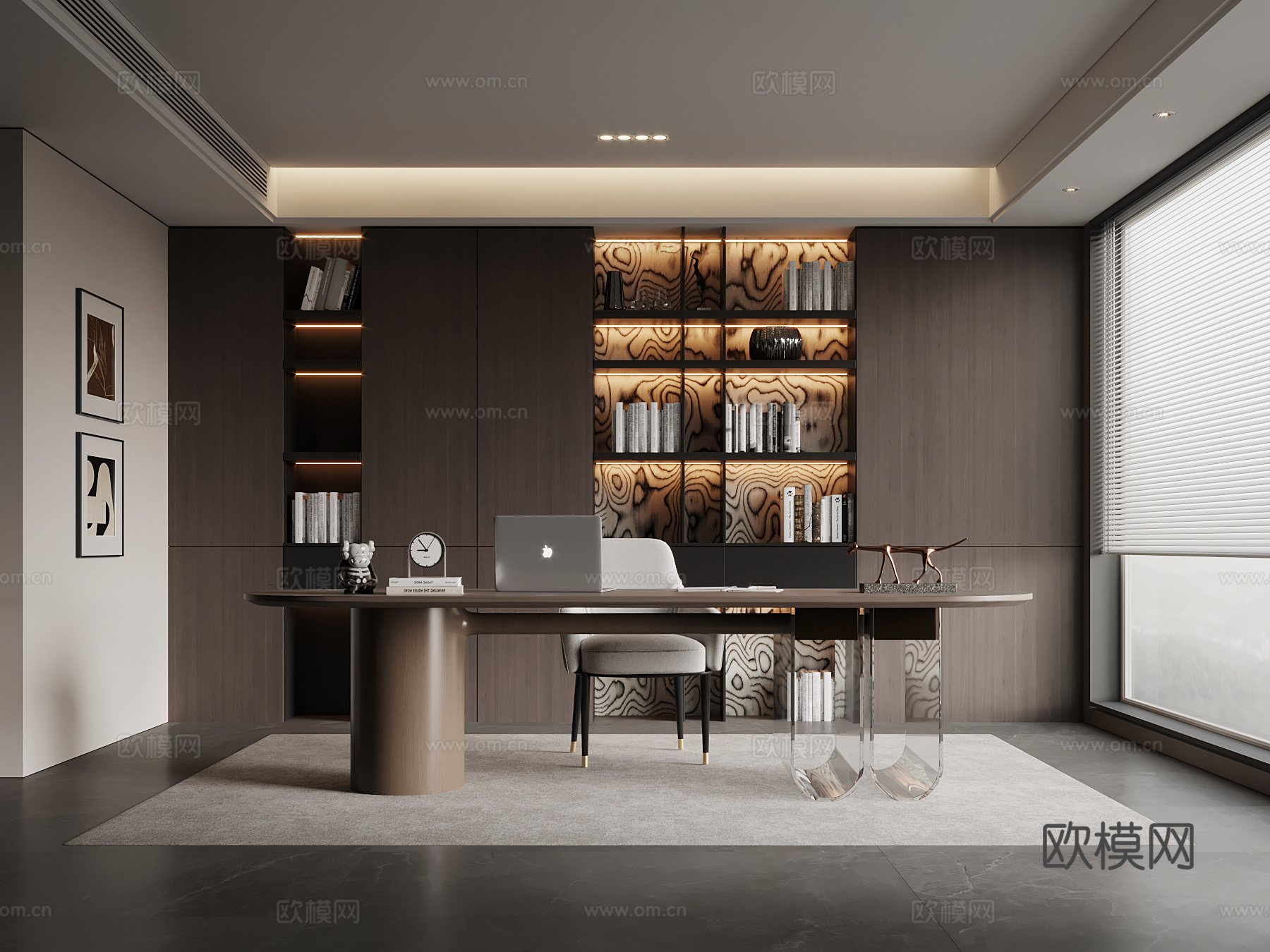 意式书房su模型