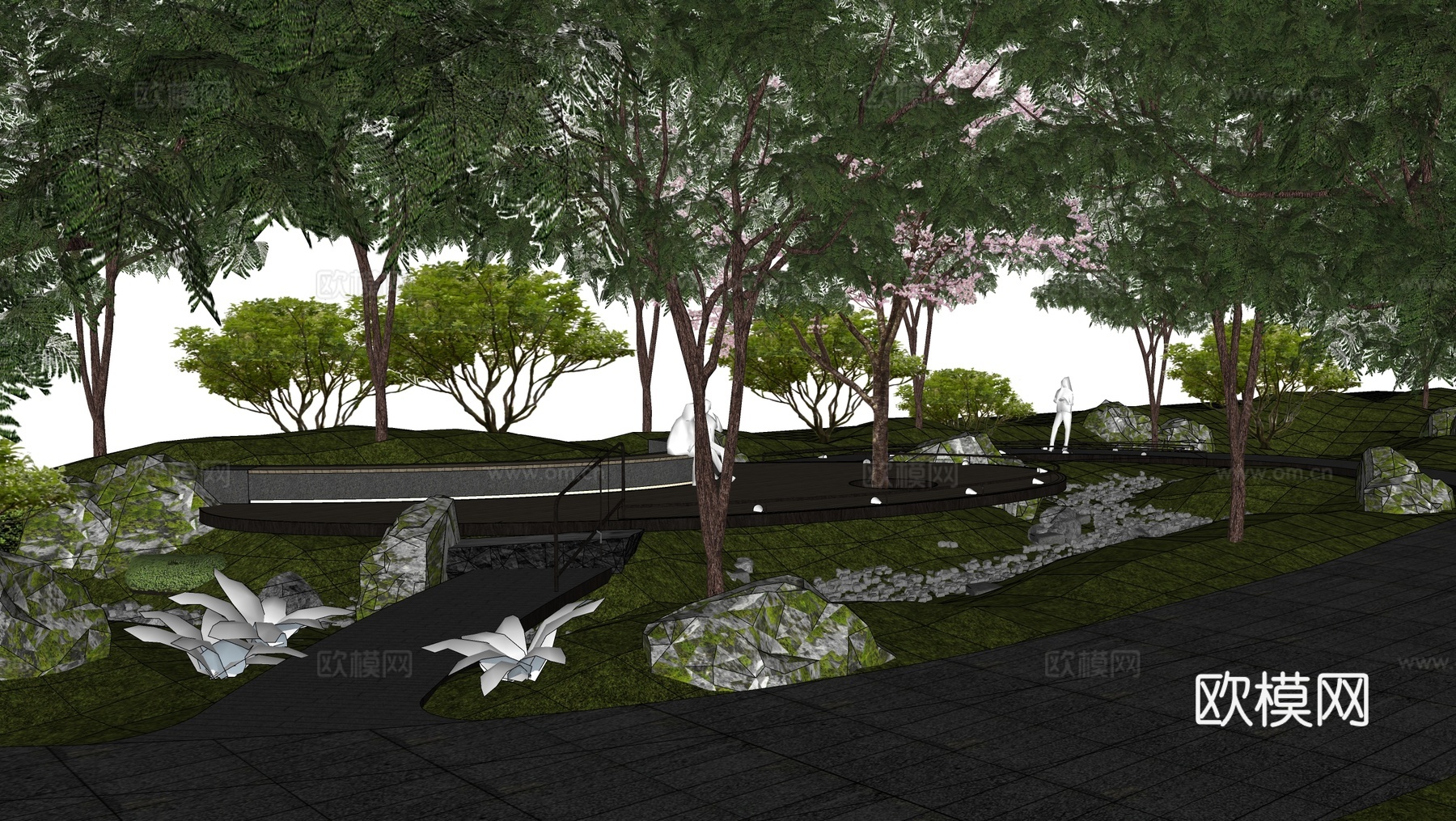 现代小区景观 小区休憩空间su模型