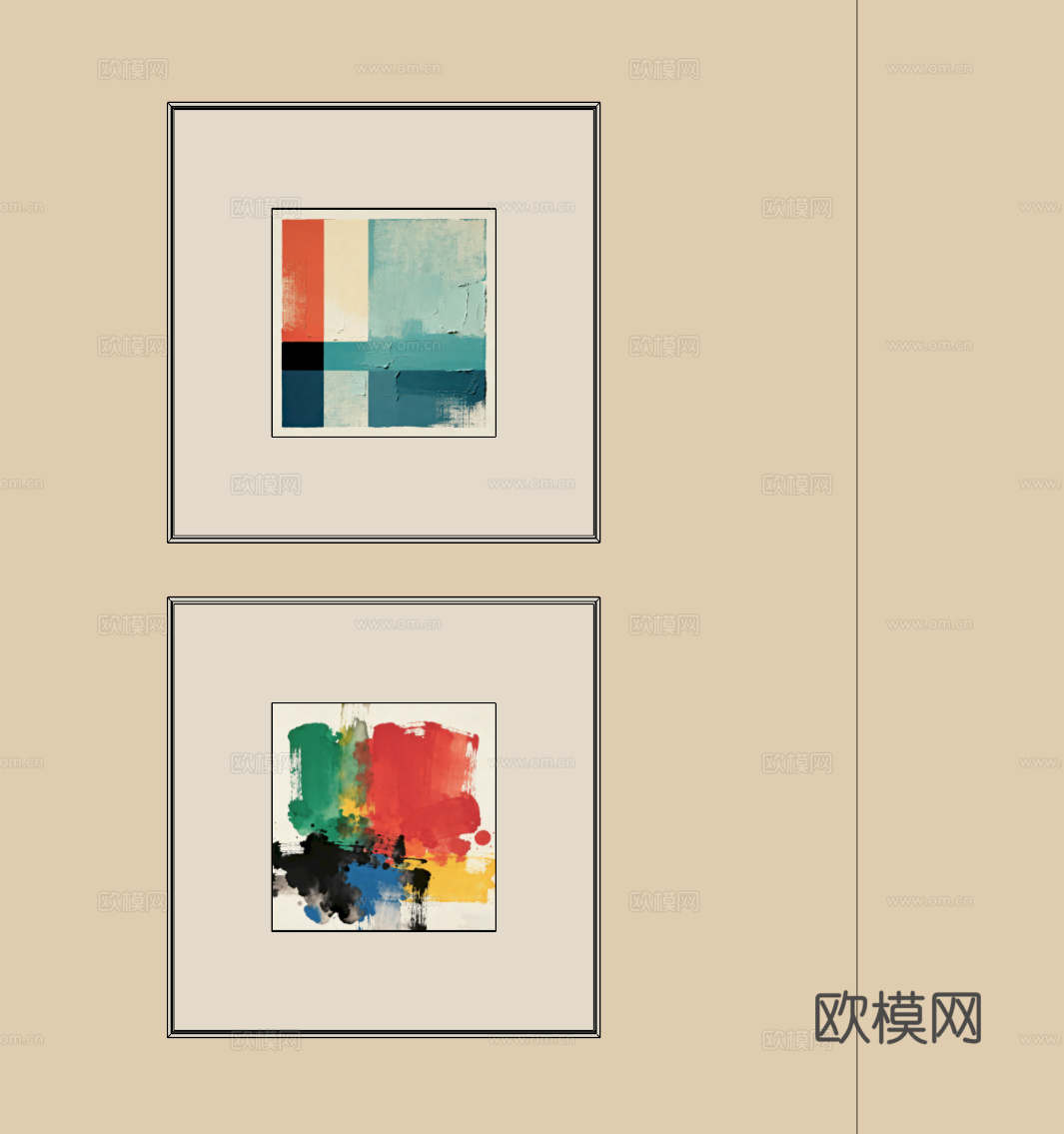 现代极简装饰画组合su模型