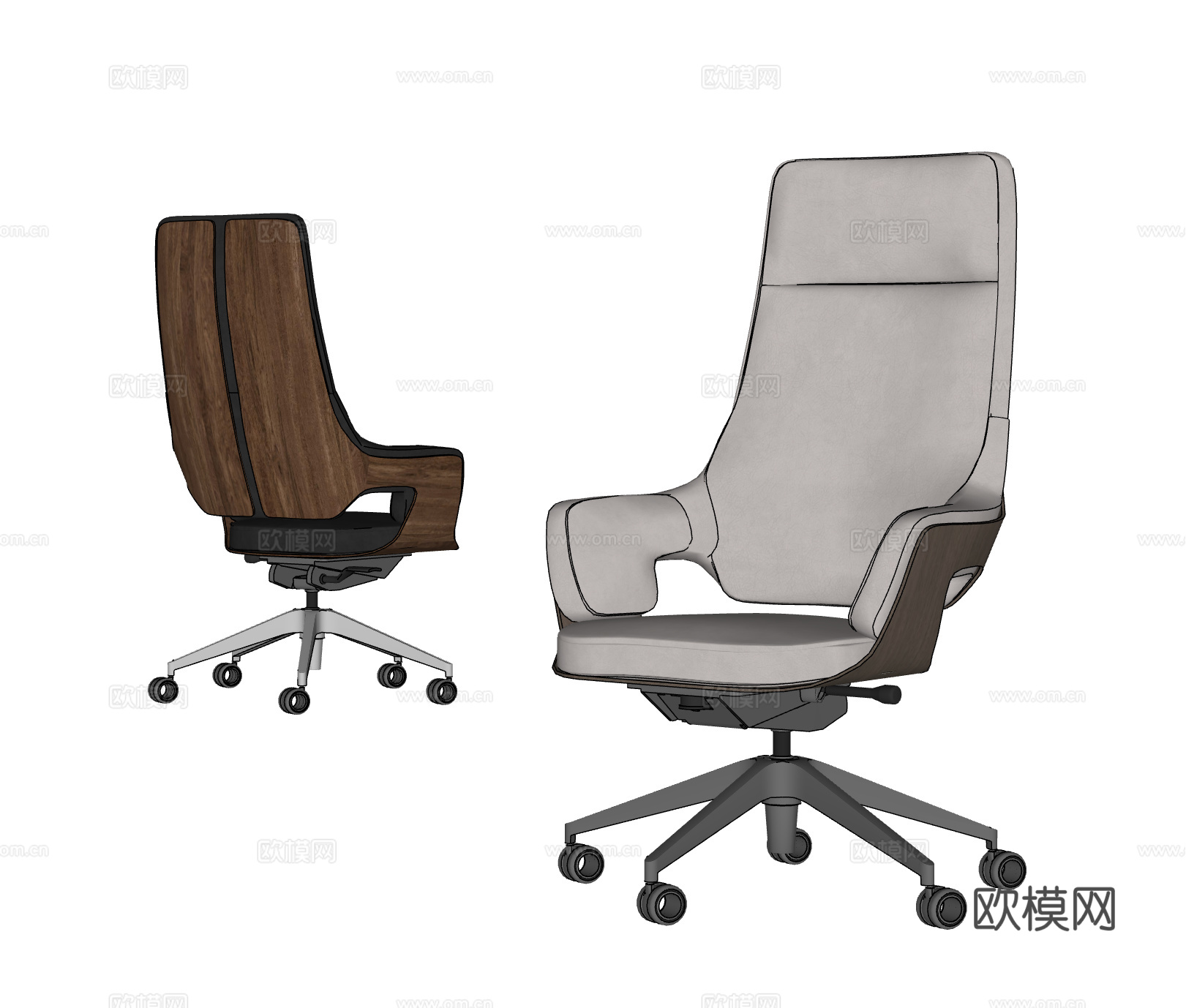 现代办公椅组合 老板椅 大班椅 意式办公椅su模型
