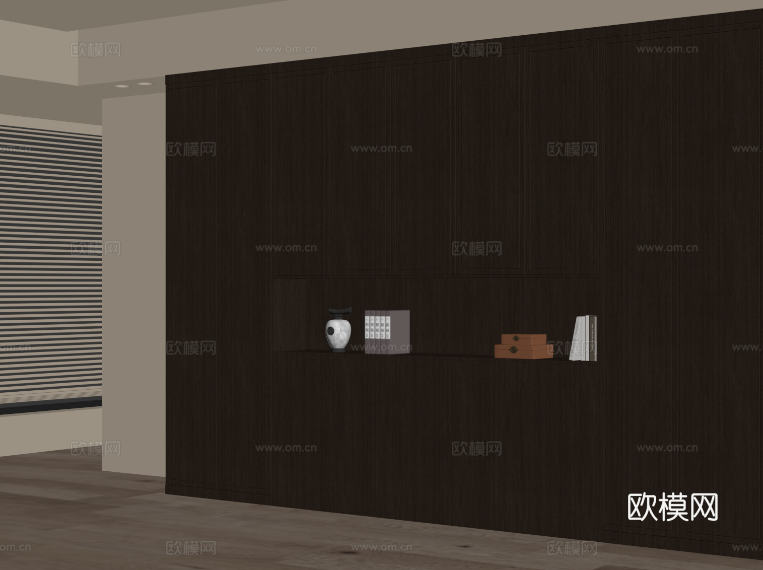 新中式储物柜 装饰柜 置物柜su模型下载（渲染图2）