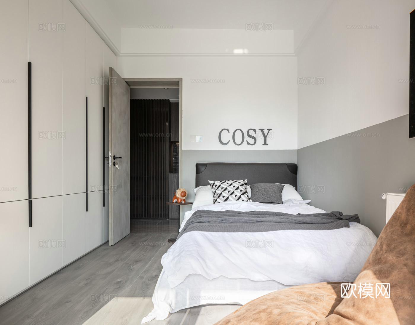 轻奢大平层 样板间 最新全套施工图 效果图合集cad施工图下载（渲染图4）