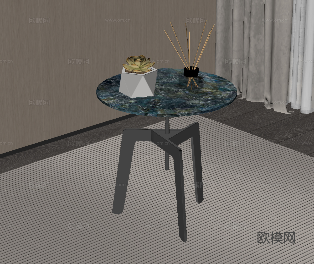 现代意式边几 角几su模型