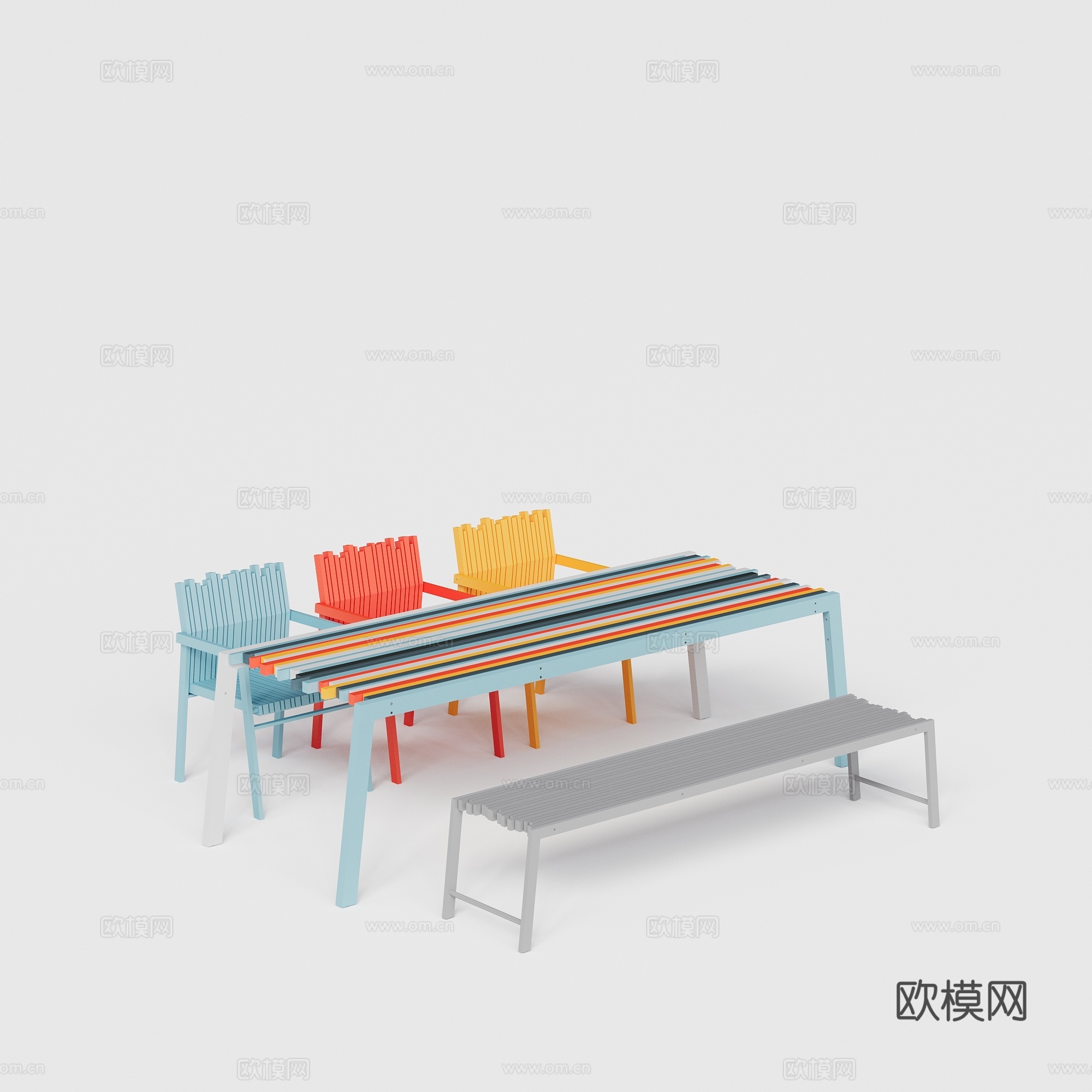 LIVINTWIST 现代户外 庭院花园 网红餐桌椅 餐椅su模型