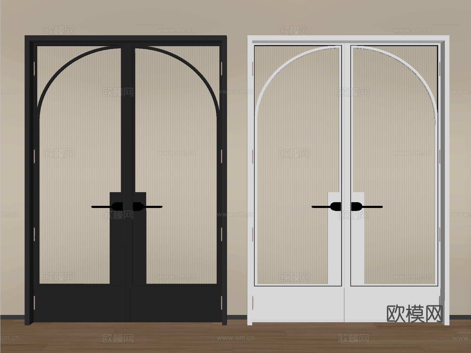 法式玻璃双开门 长虹玻璃门 厨卫门 阳台门su模型