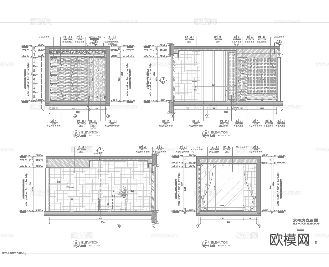 轻奢大平层 样板间 最新全套施工图 效果图合集cad施工图