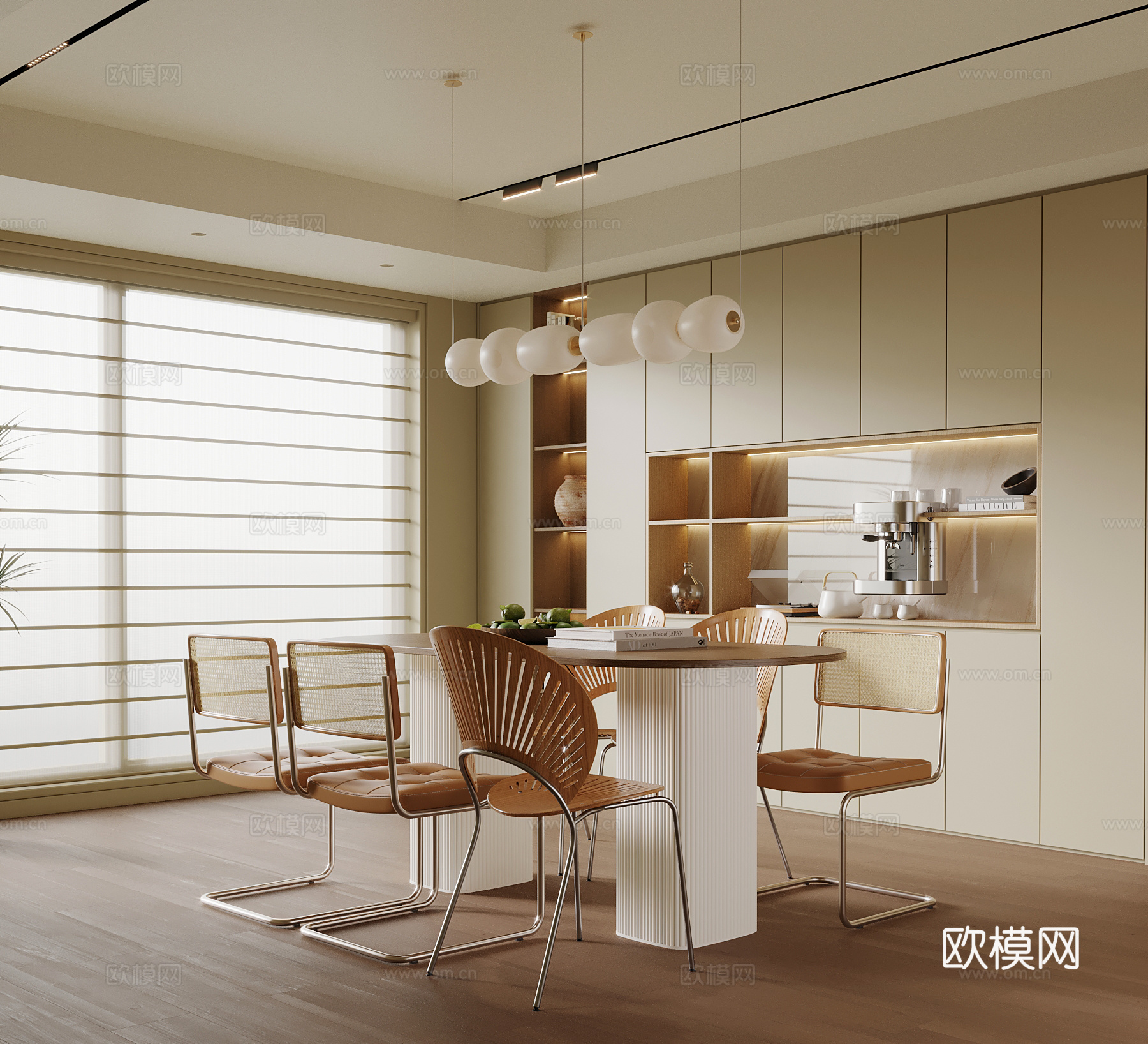 中古风餐厅su模型