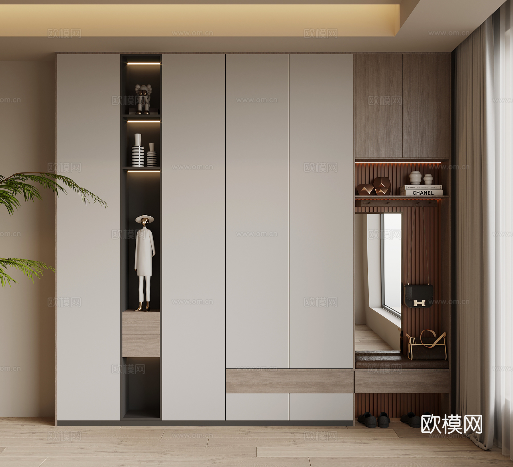 现代简约鞋柜 入户鞋柜su模型