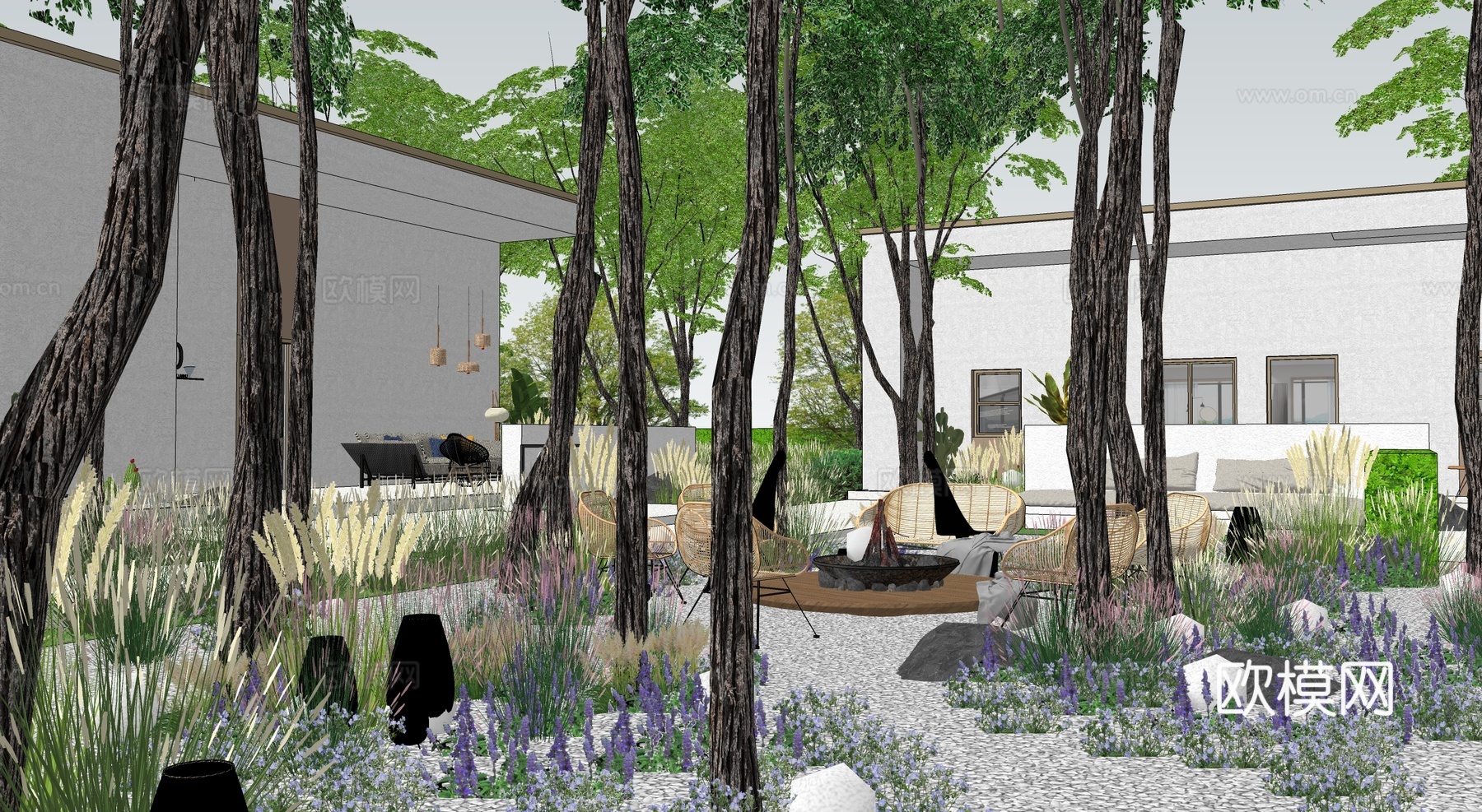 森系示范区景观 公园景观 林下空间 户外座椅 园林景观su模型