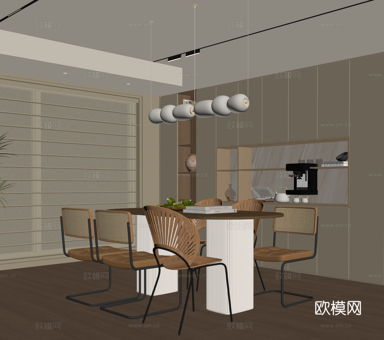 中古风餐厅su模型