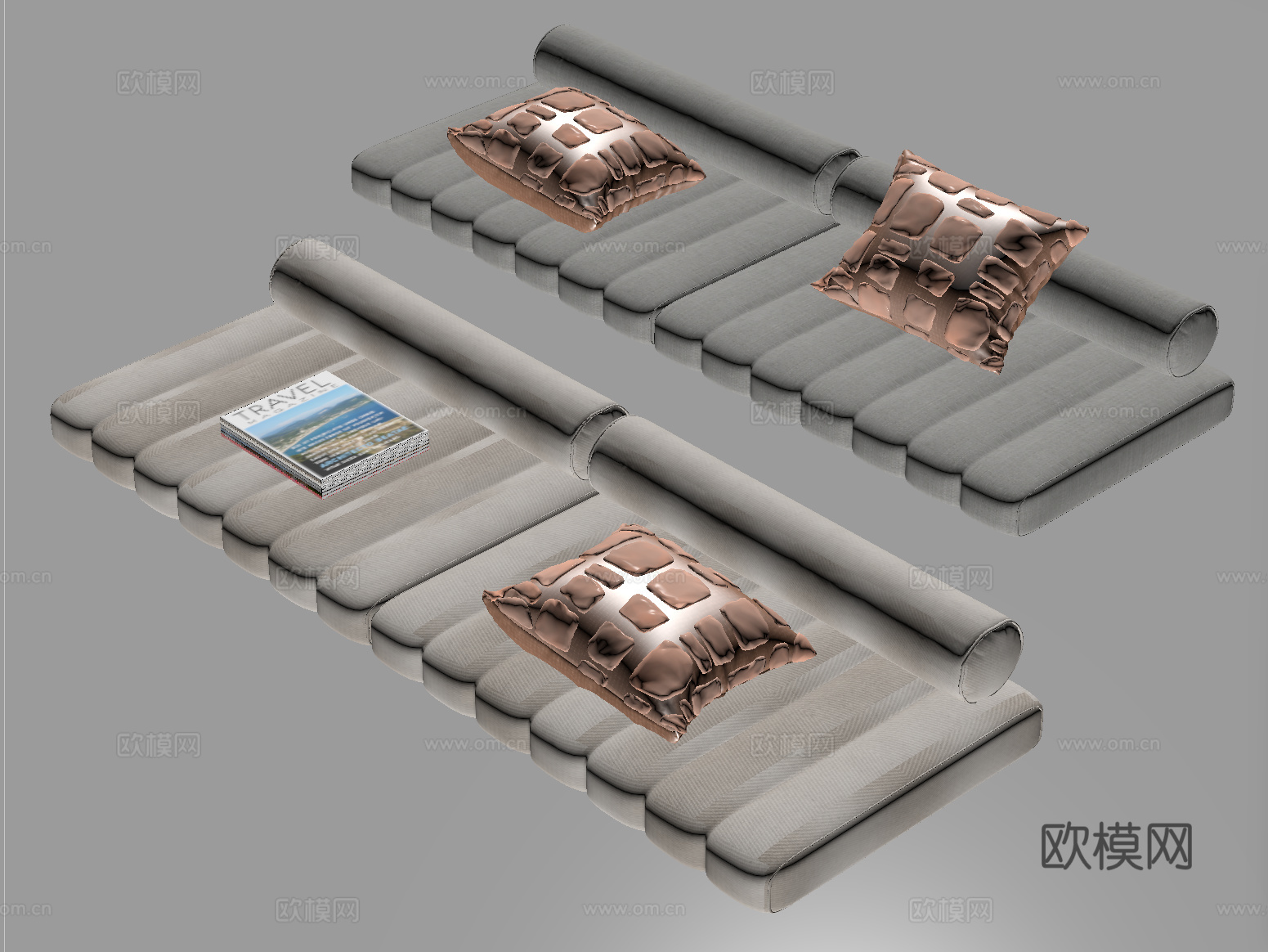 现代坐垫 沙发坐垫 飘窗垫 抱枕 多人沙发su模型