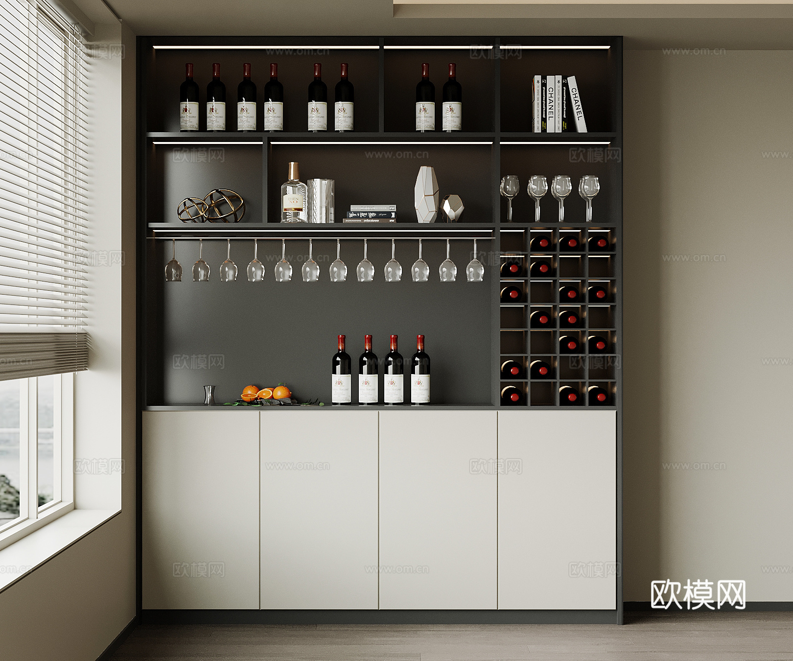 现代酒柜 餐边柜su模型