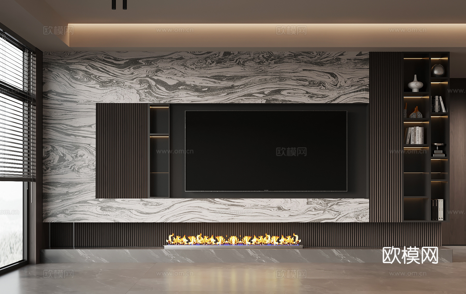 意式背景墙 电视背景墙su模型