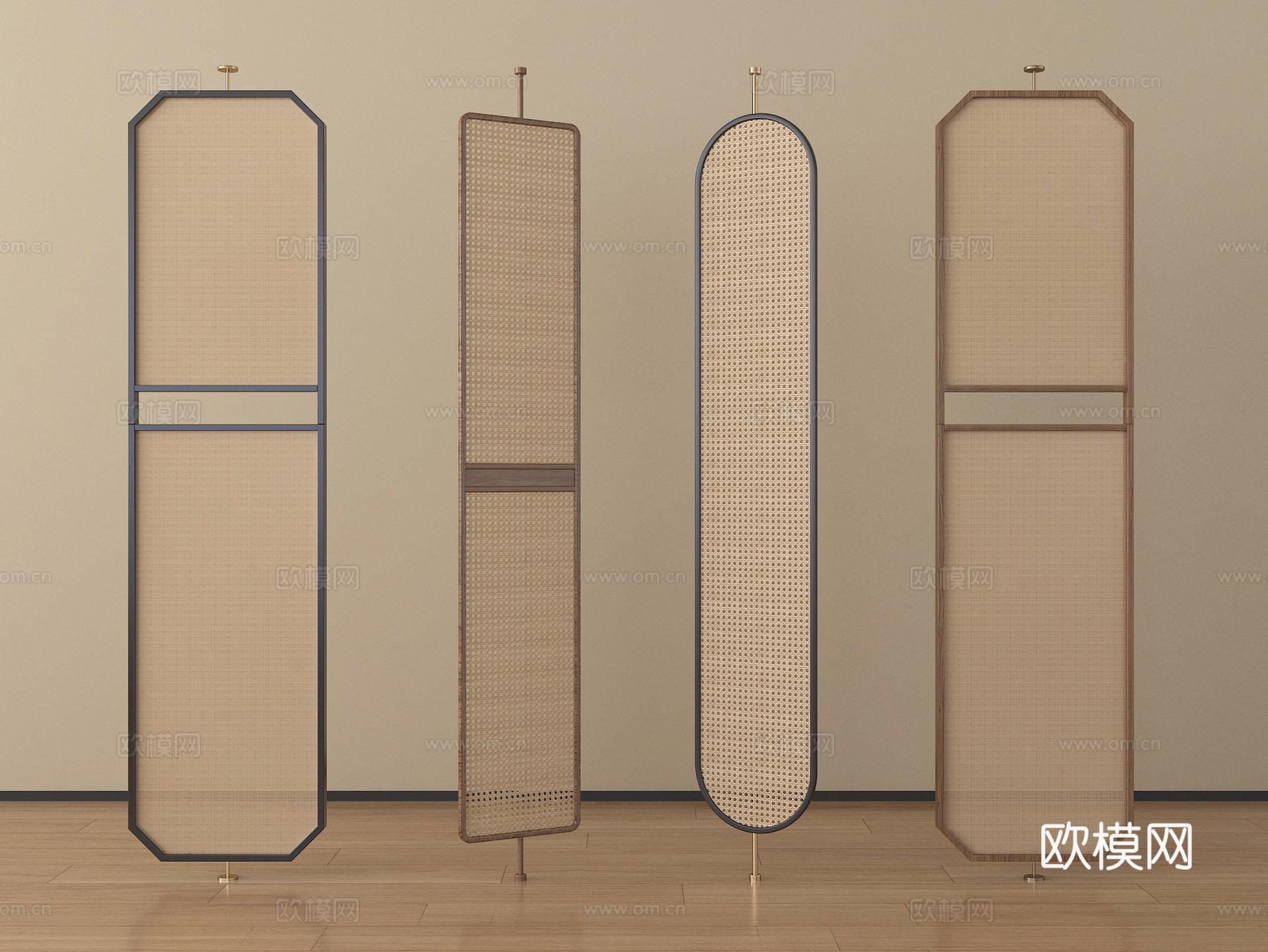 侘寂屏风 藤编屏风 屏风隔断su模型
