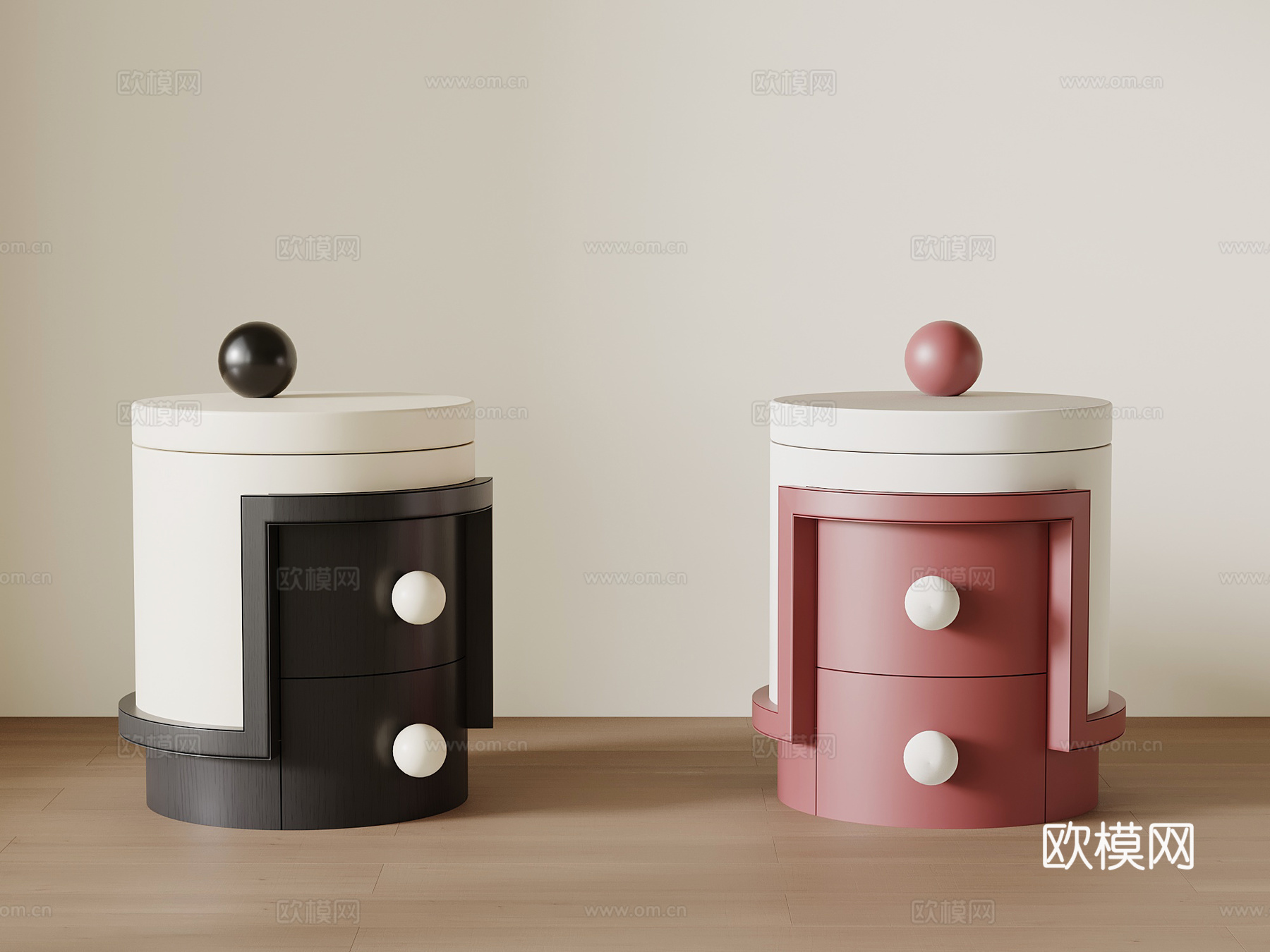 现代奶油风床头柜 儿童床头柜su模型
