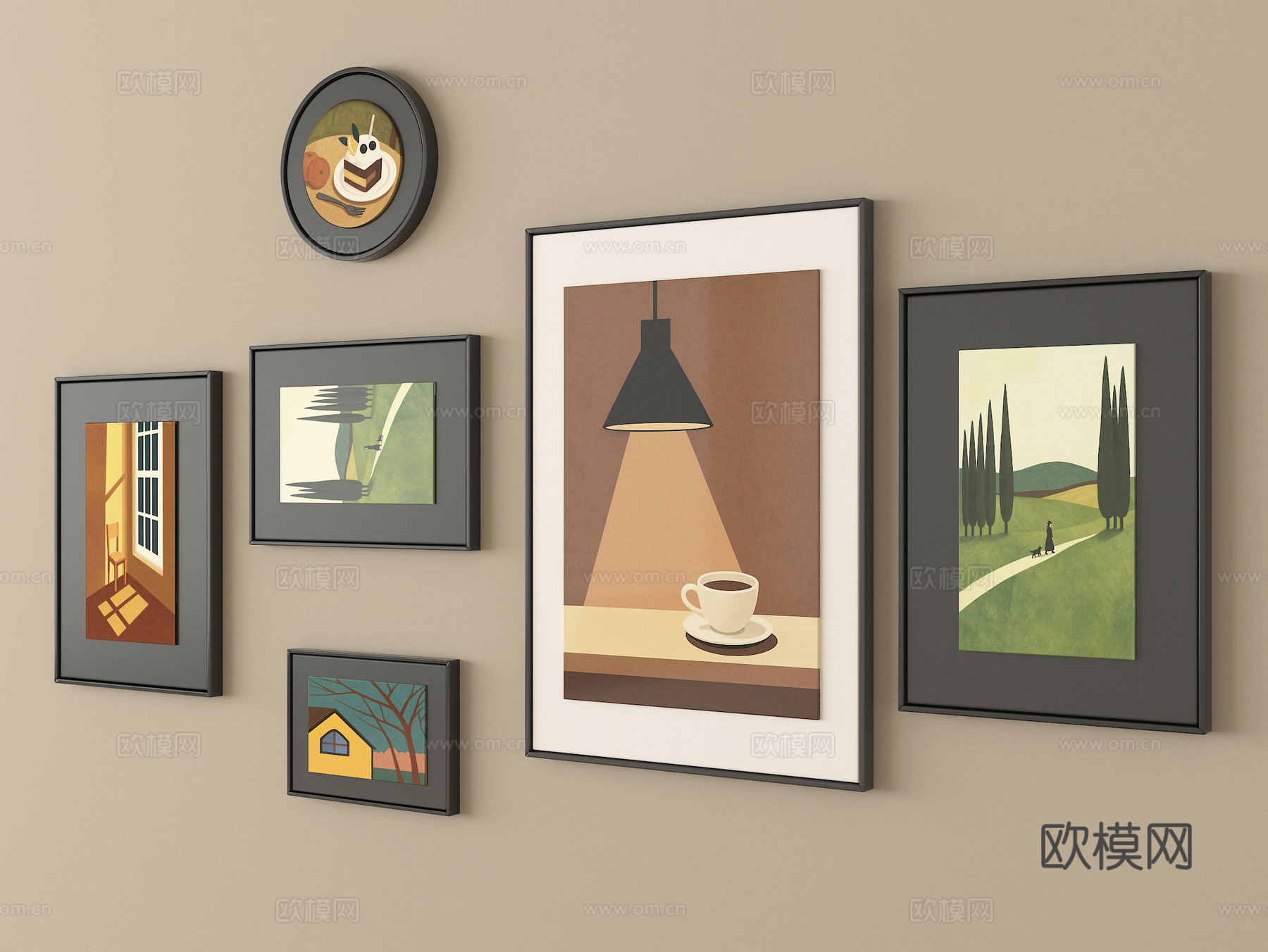 法式复古装饰挂画su模型su模型