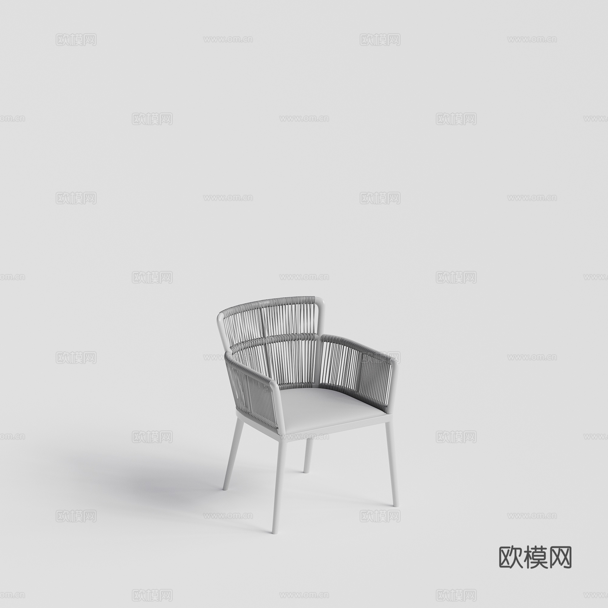 现代庭院花园 单人椅 金属绳编椅 餐椅su模型