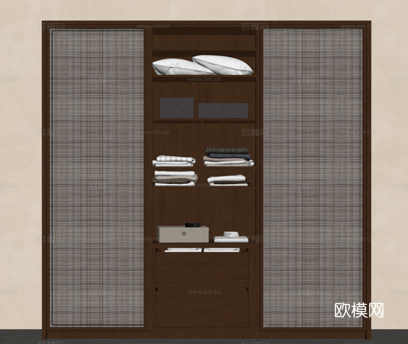 新中式衣柜su模型