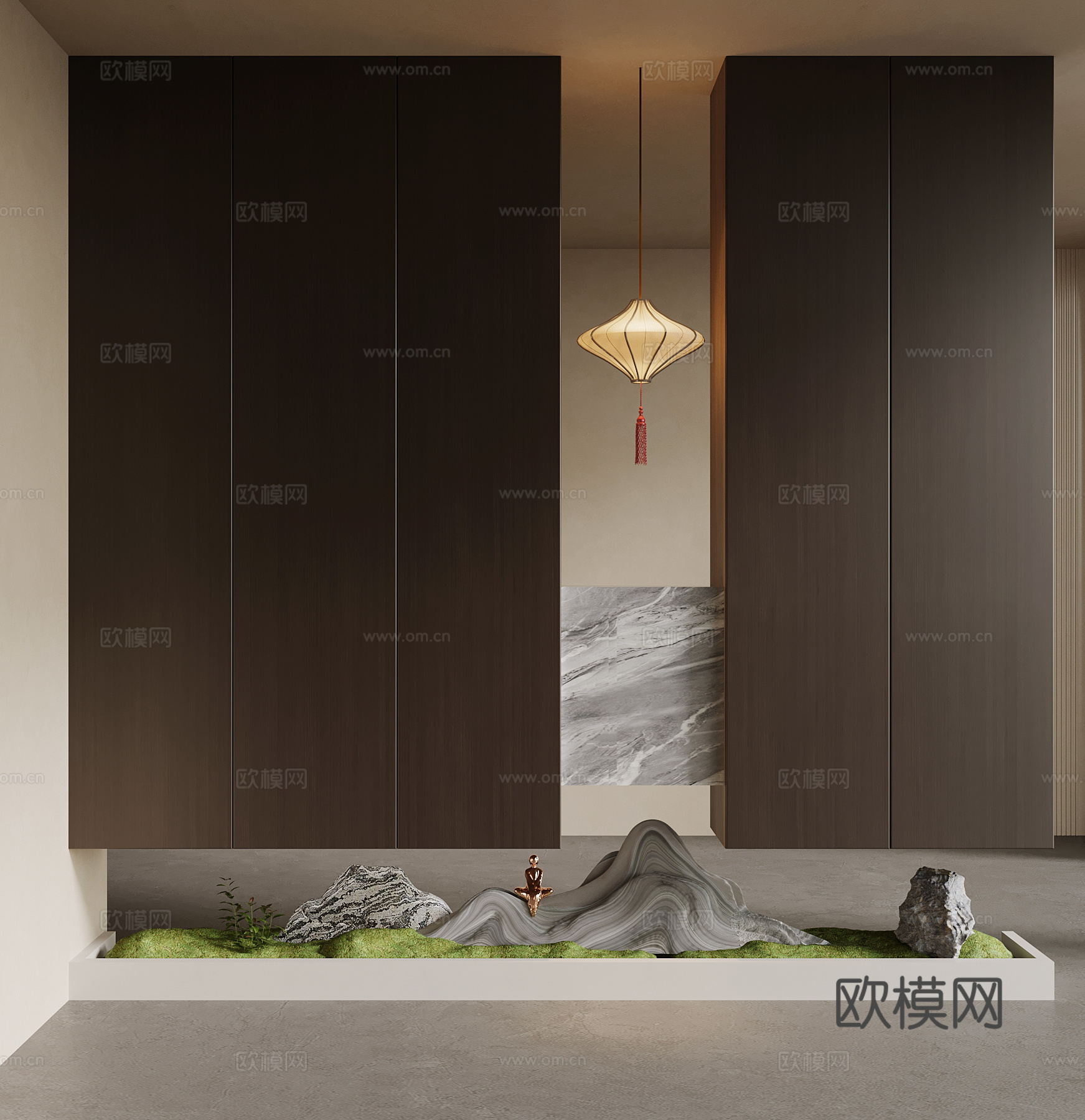 新中式玄关 入户装饰玄关su模型