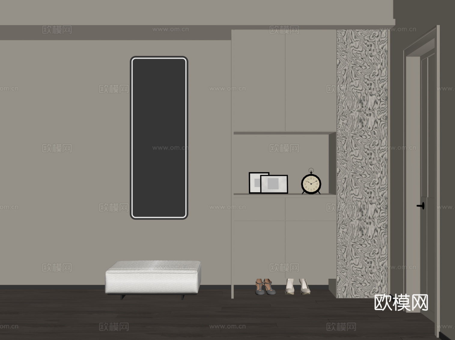 现代鞋柜 入户玄关柜su模型