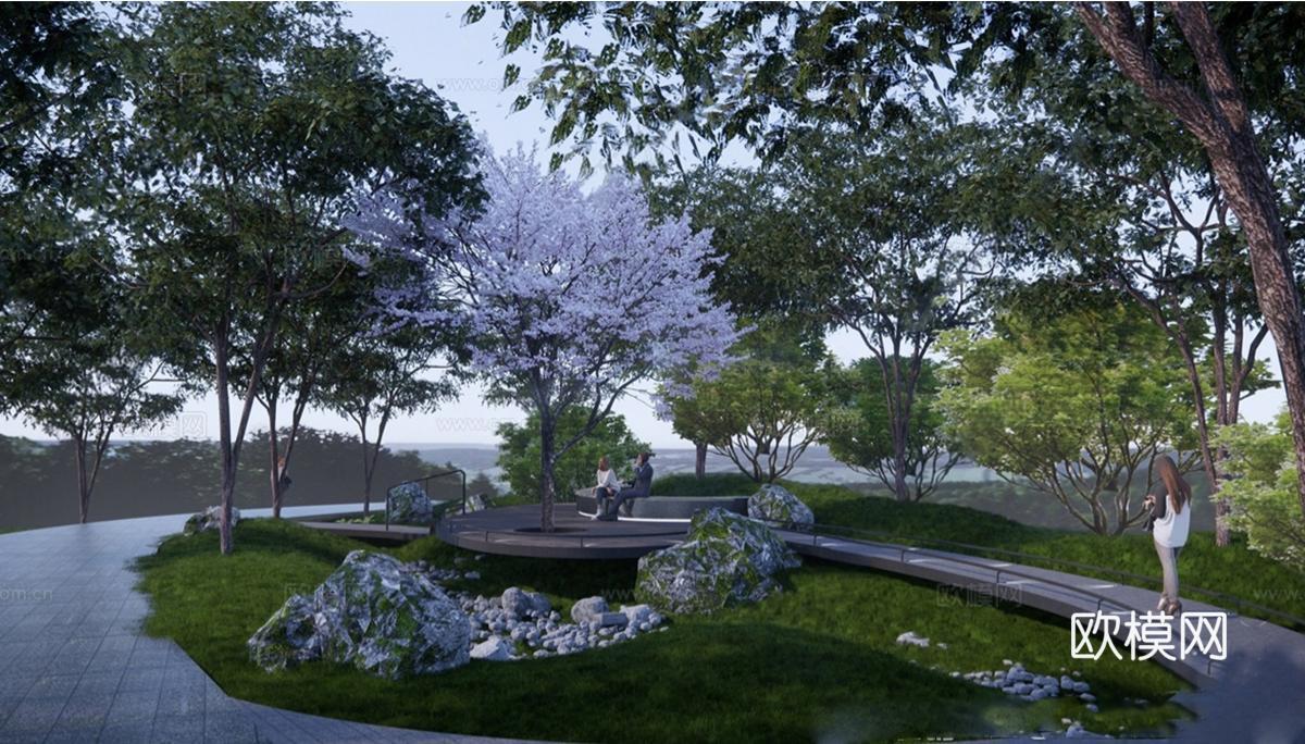 现代小区景观 小区休憩空间su模型