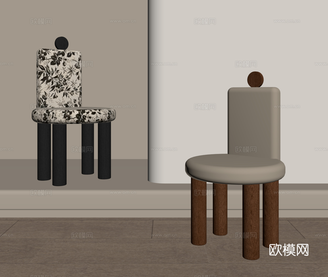 法式中古休闲椅 餐椅su模型