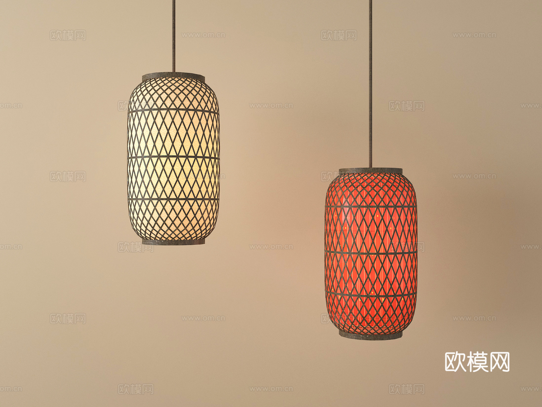侘寂风灯笼 吊灯su模型