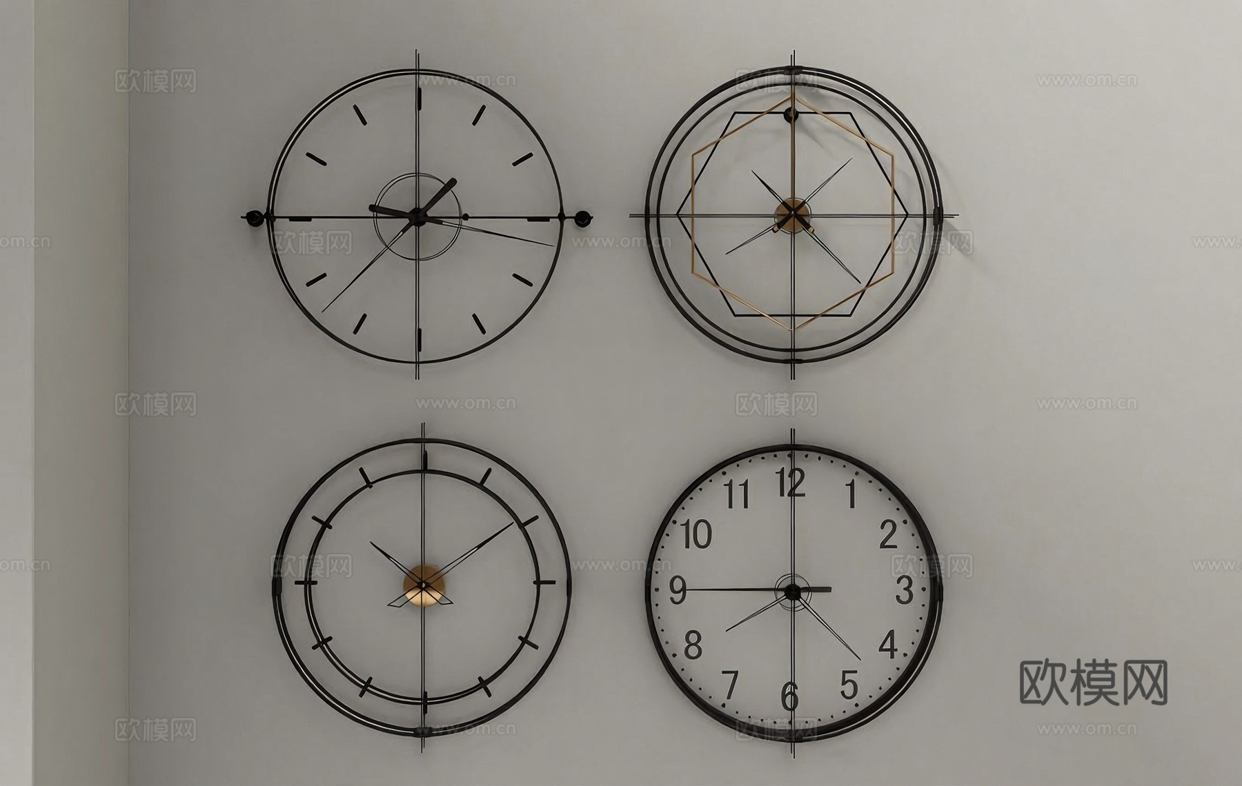 挂钟 钟表 现代简约挂钟 创意挂钟 轻奢挂钟 圆形挂钟su模型