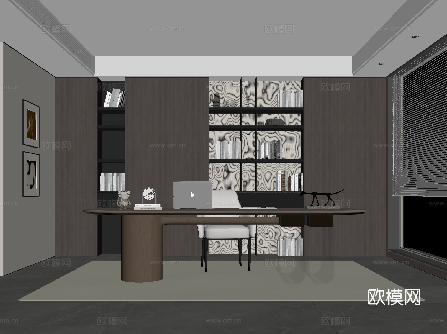 意式书房su模型