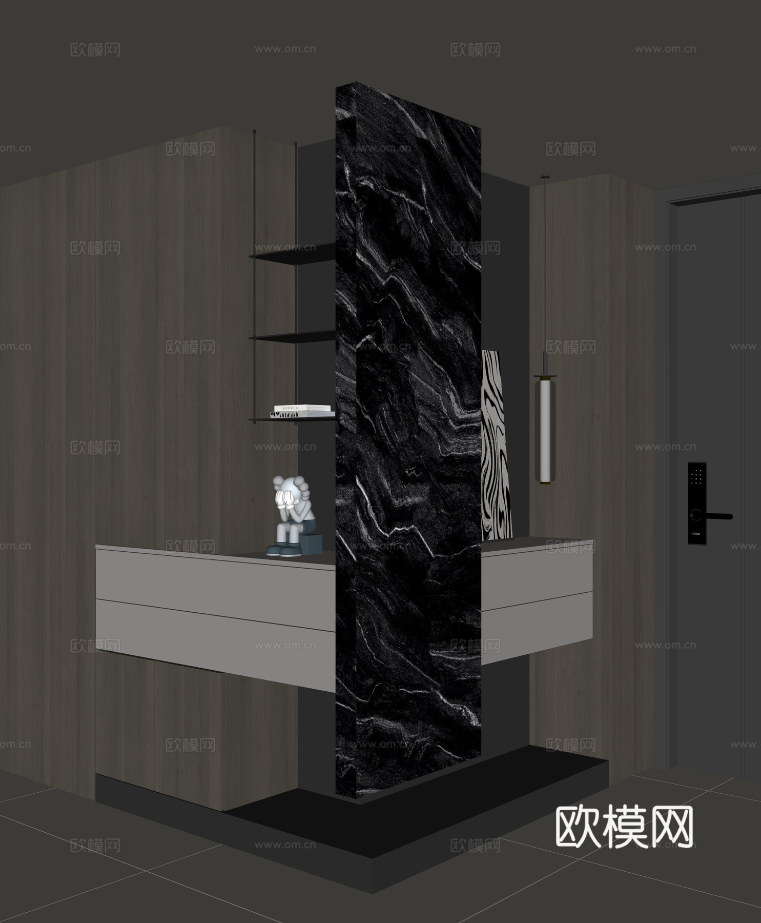 现代入户鞋柜su模型