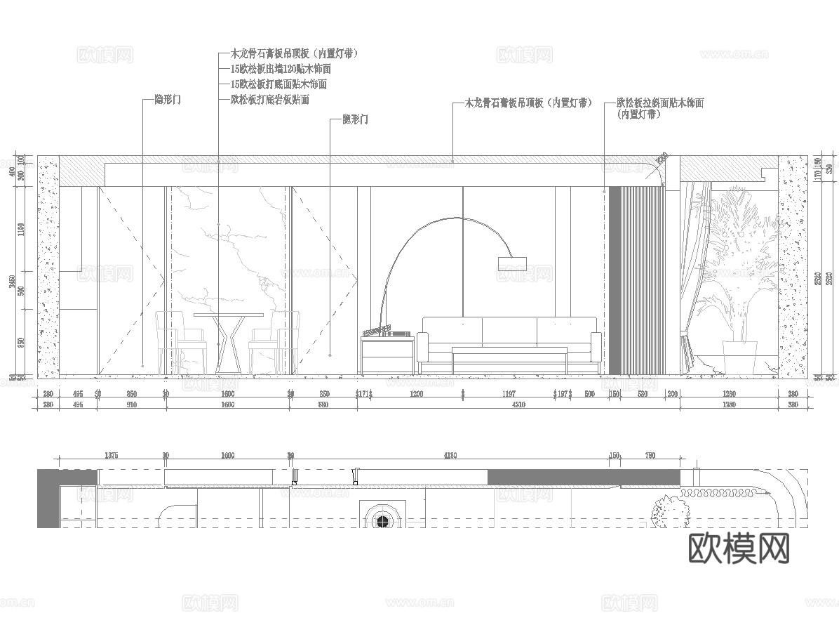 轻奢意式 样板间 最新全套施工图 效果图合集cad施工图