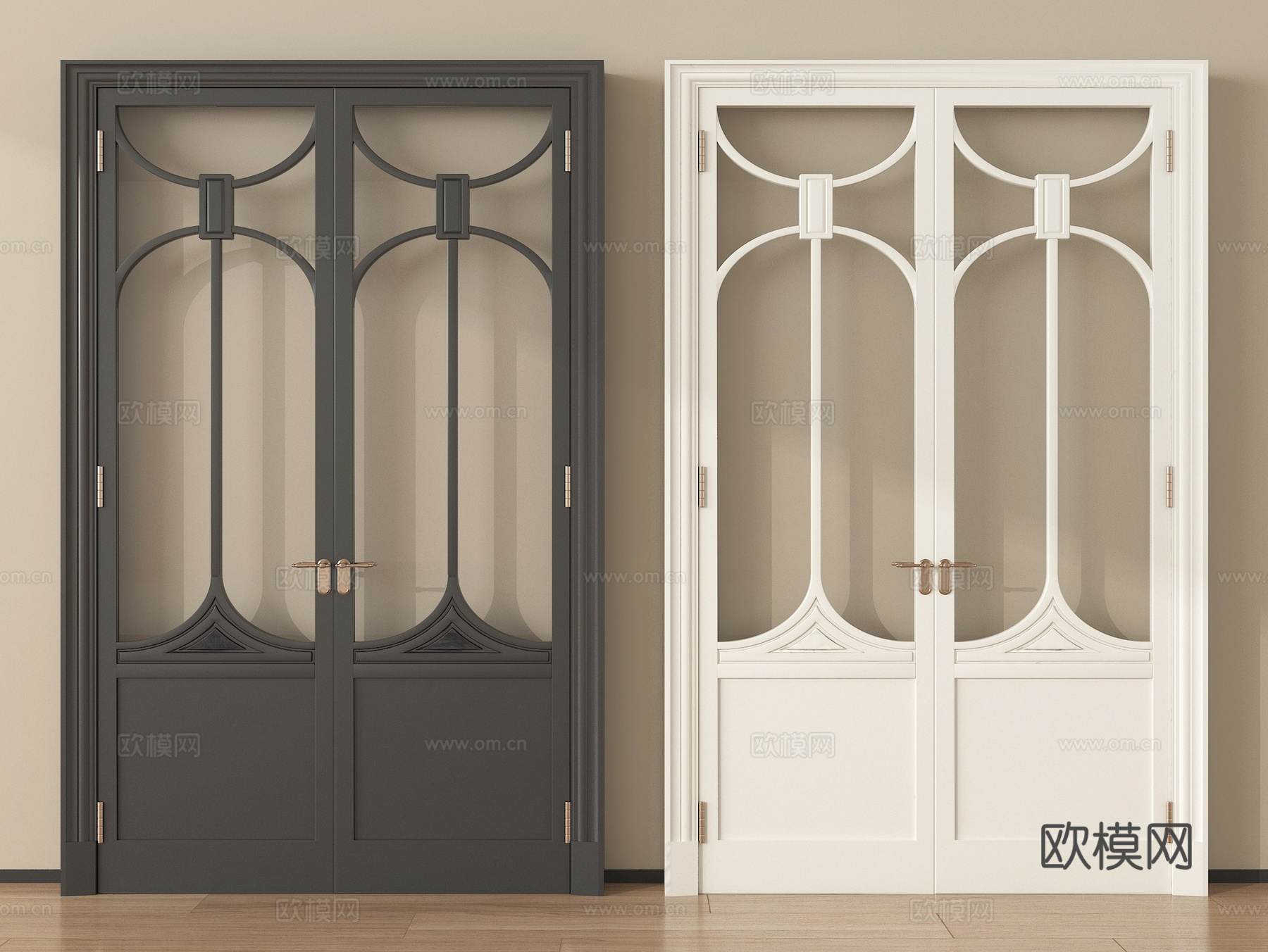 法式玻璃双开门 长虹玻璃门 厨卫门 阳台门su模型